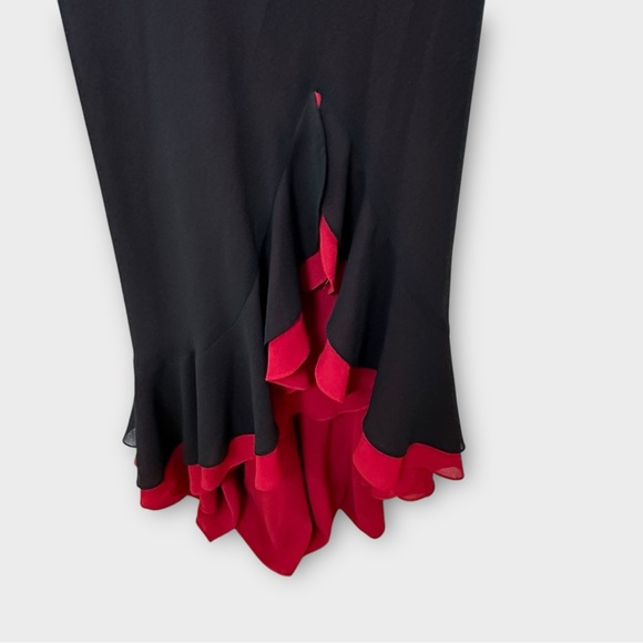 Vintage 90s Betsy & Adam Black and Red Flamenco Ruffle Dress Gown Prom Size 14 - Picture 3 of 10